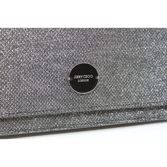 F0 Excellent Authentic Jimmy Choo Silver Glitter Crossbody Clutch Bag - Picture 2 of 6